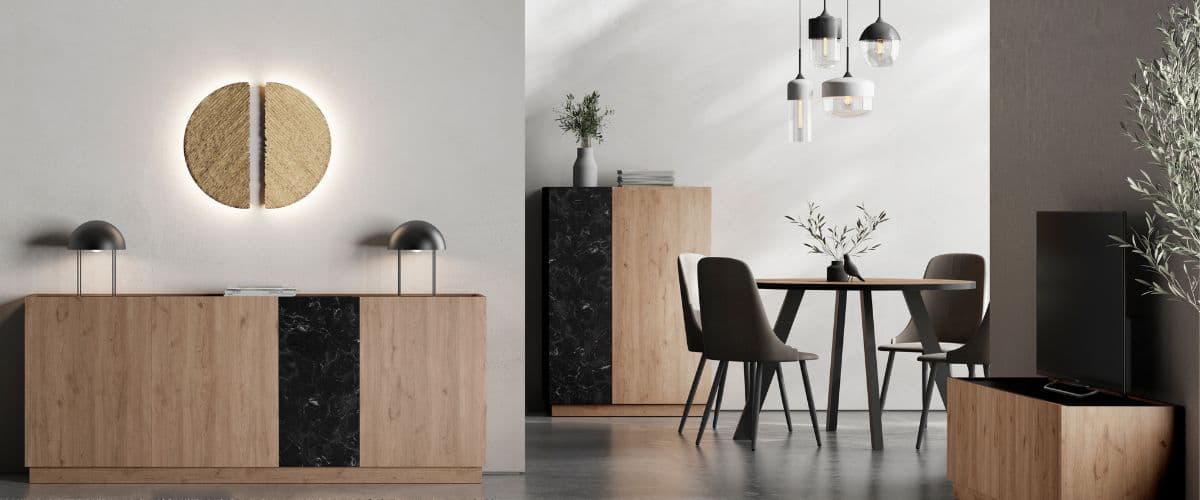 Salon moderno decorado con muebles