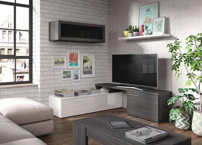 Muebles de salón Nexus blanco y gris oscuro