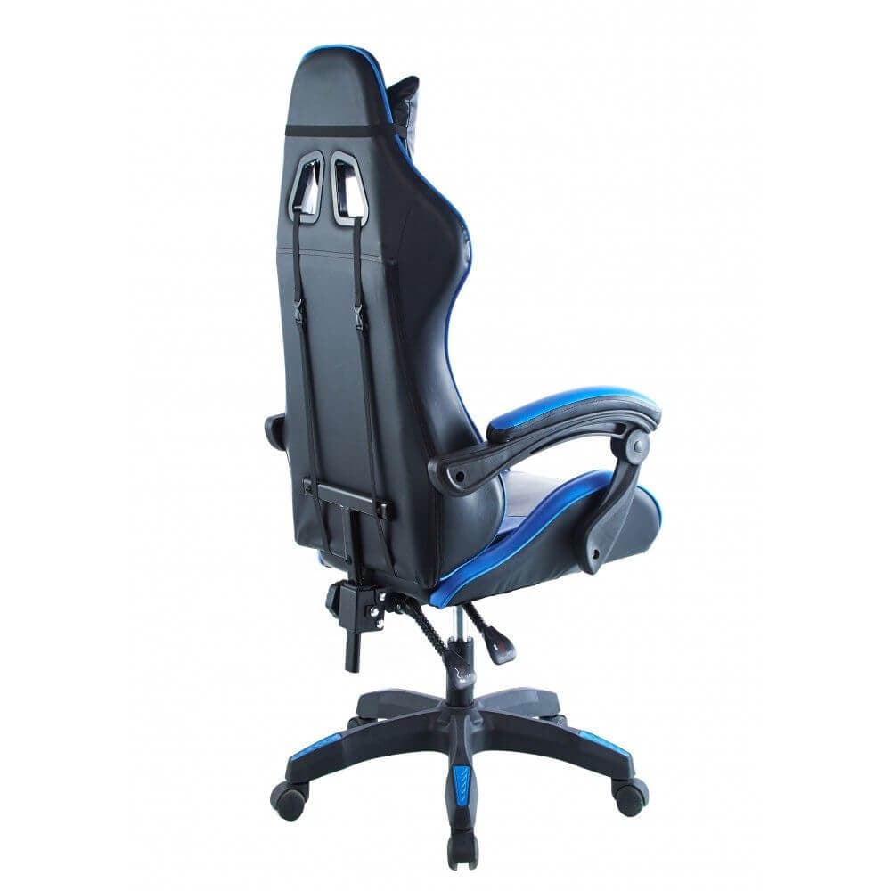 Silla gaming negra con detalles azules miniatura 2