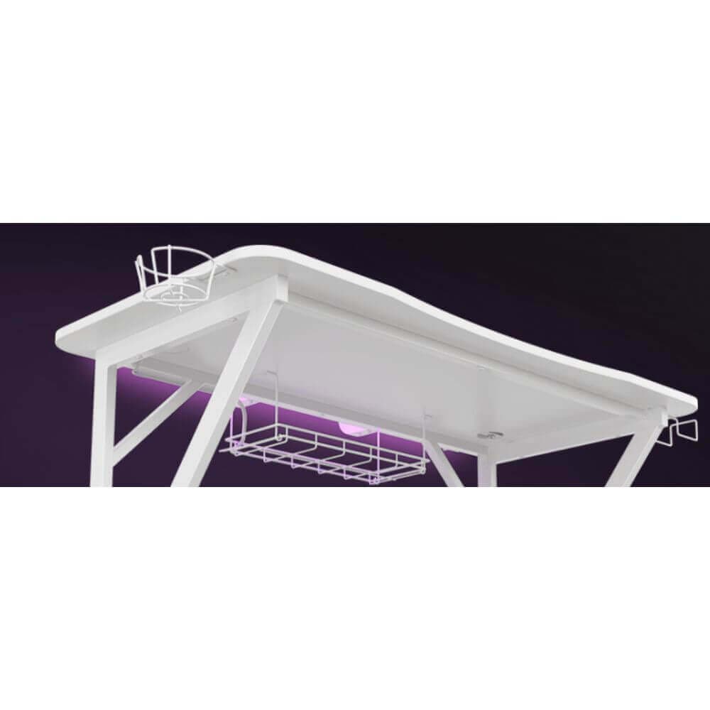 Mesa gaming blanca con altillo miniatura 4