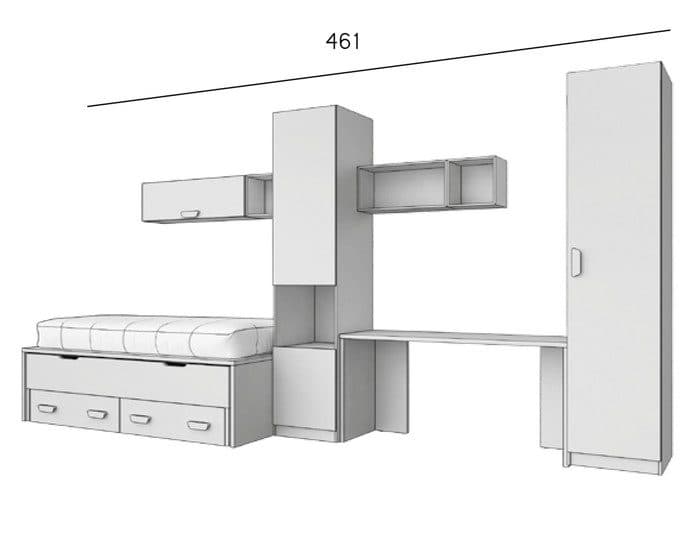 Composición de dormitorio juvenil completa 101 miniatura 3