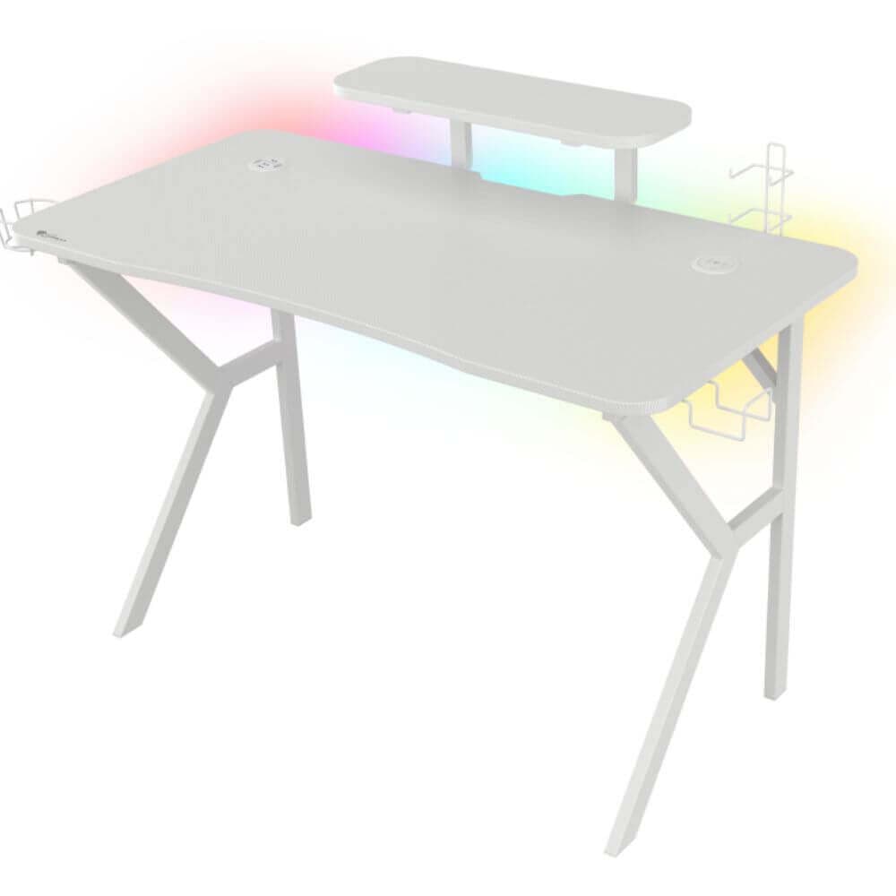 Mesa gaming blanca con altillo miniatura 2