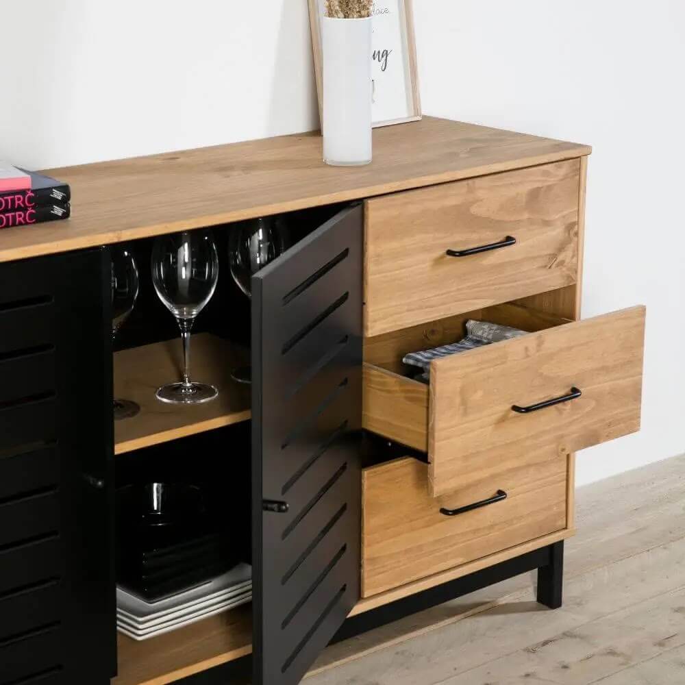 Aparador roble y negro miniatura 2