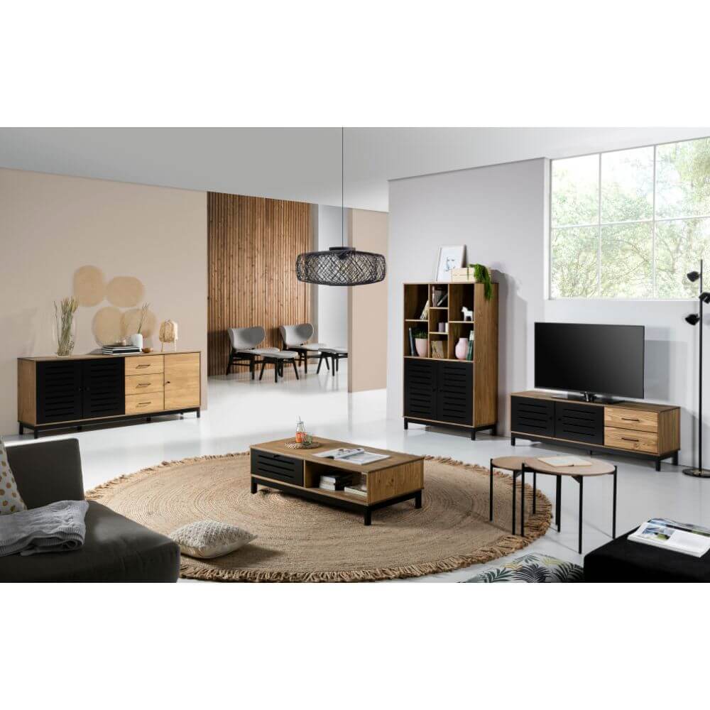 Mesa de centro roble y negra miniatura 3