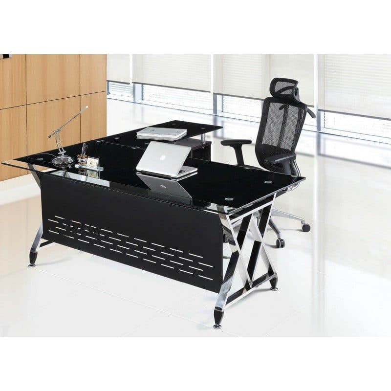 Mesa de oficina Mueble Derecha Cristal 160 x 80