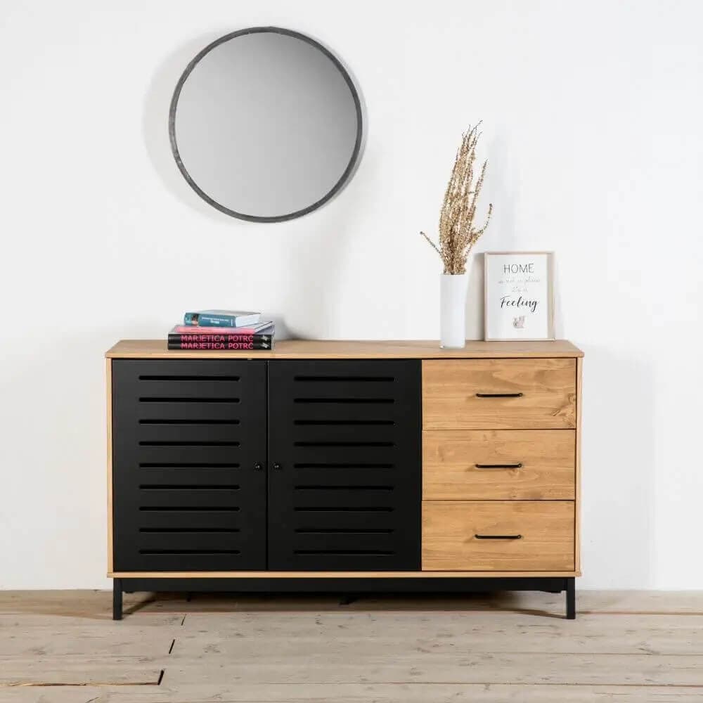 Aparador roble y negro