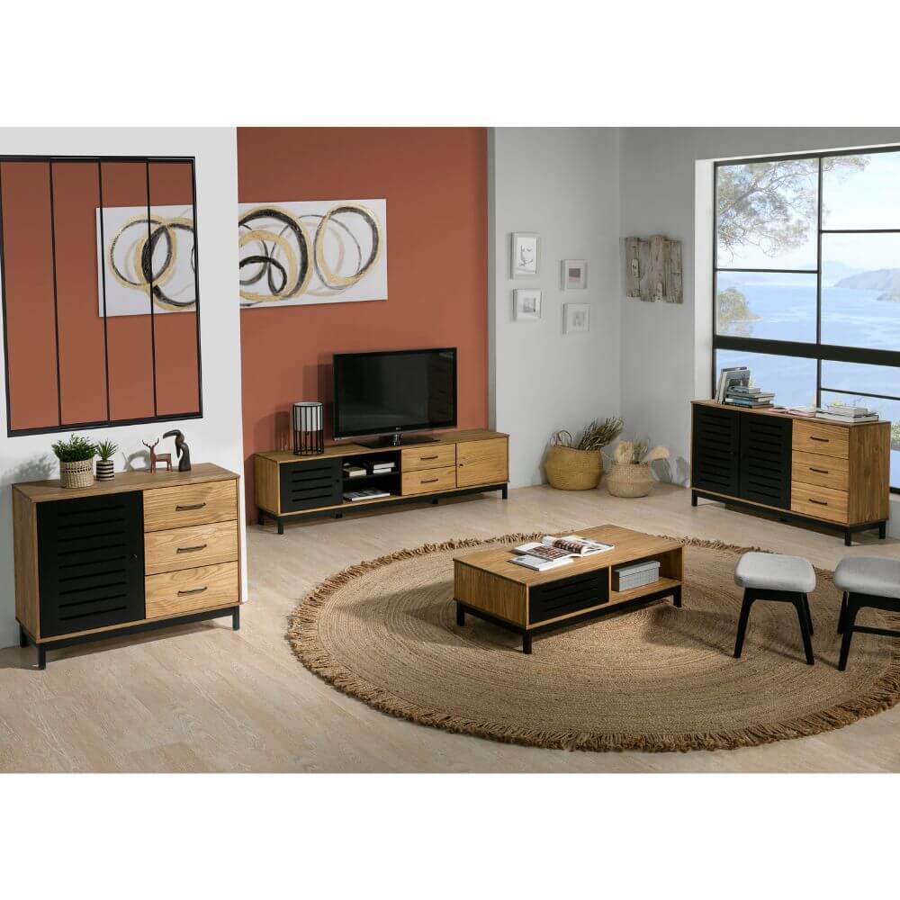 Mesa de centro roble y negra miniatura 9