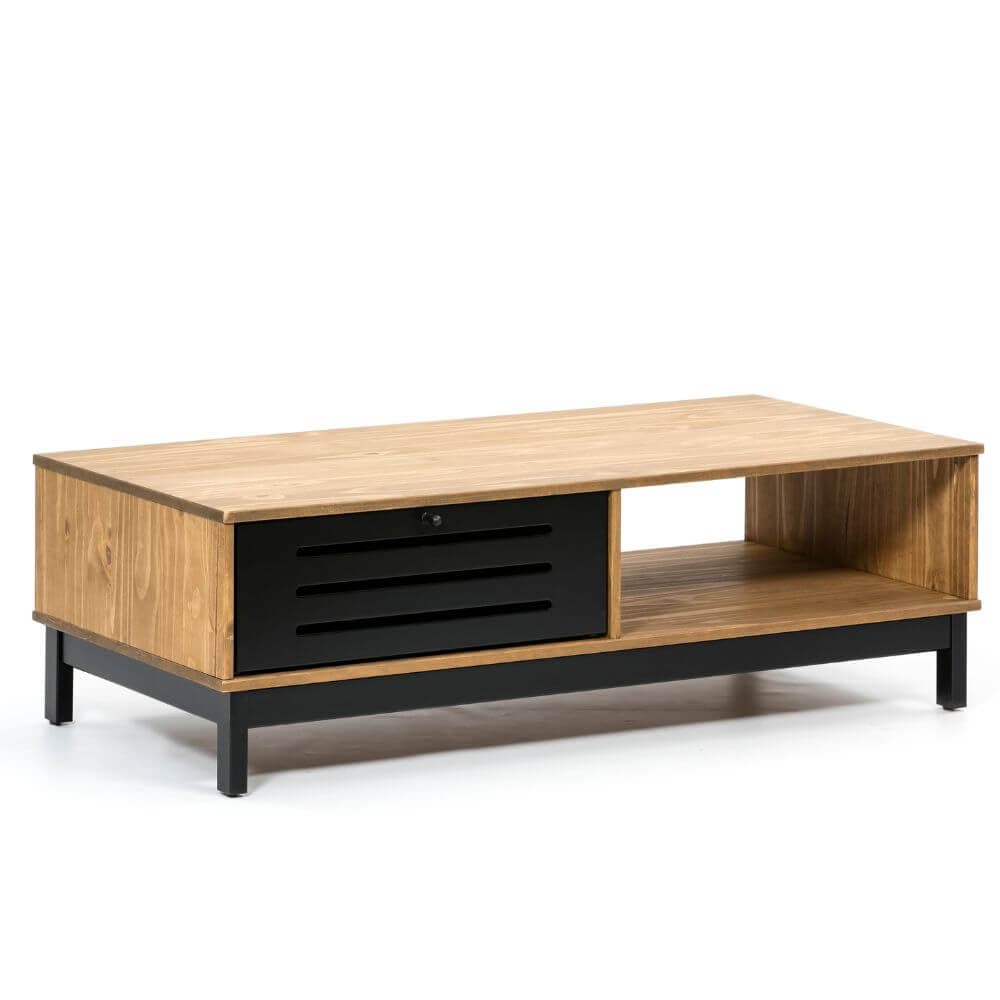 Mesa de centro roble y negra