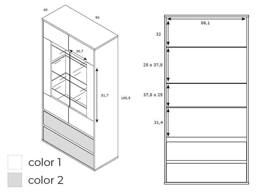Vitrina Roble / Ebony con Leds 30 miniatura 3
