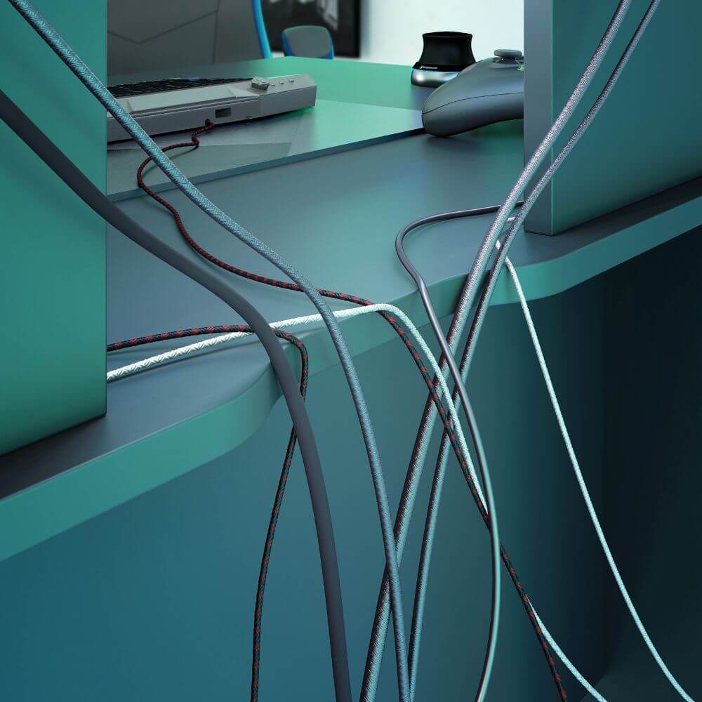 Mesa de ordenador gris oscura miniatura 3