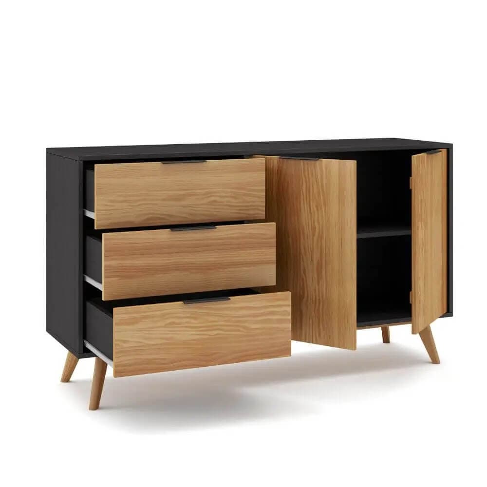 Aparador negro y roble miniatura 3