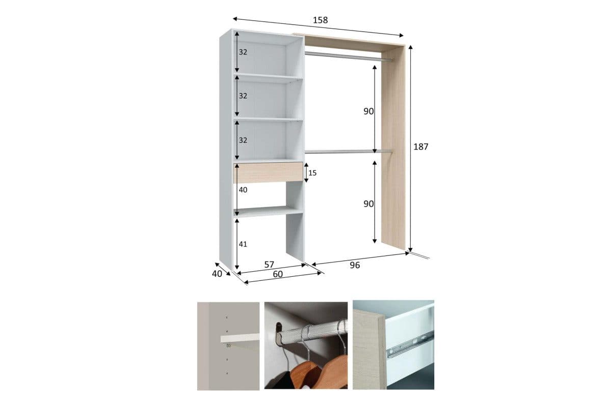 Armario vestidor 1 cajón miniatura 7