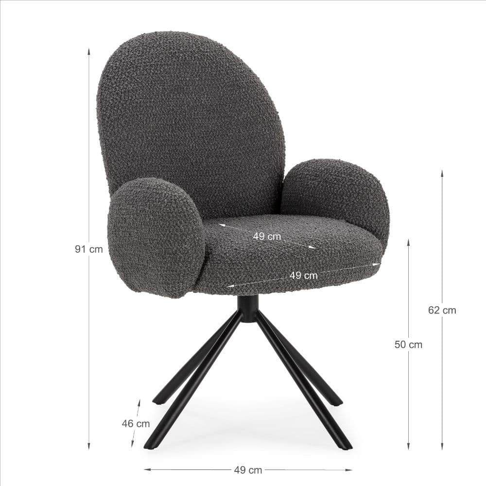 Sillón giratorio Daria gris oscuro miniatura 3