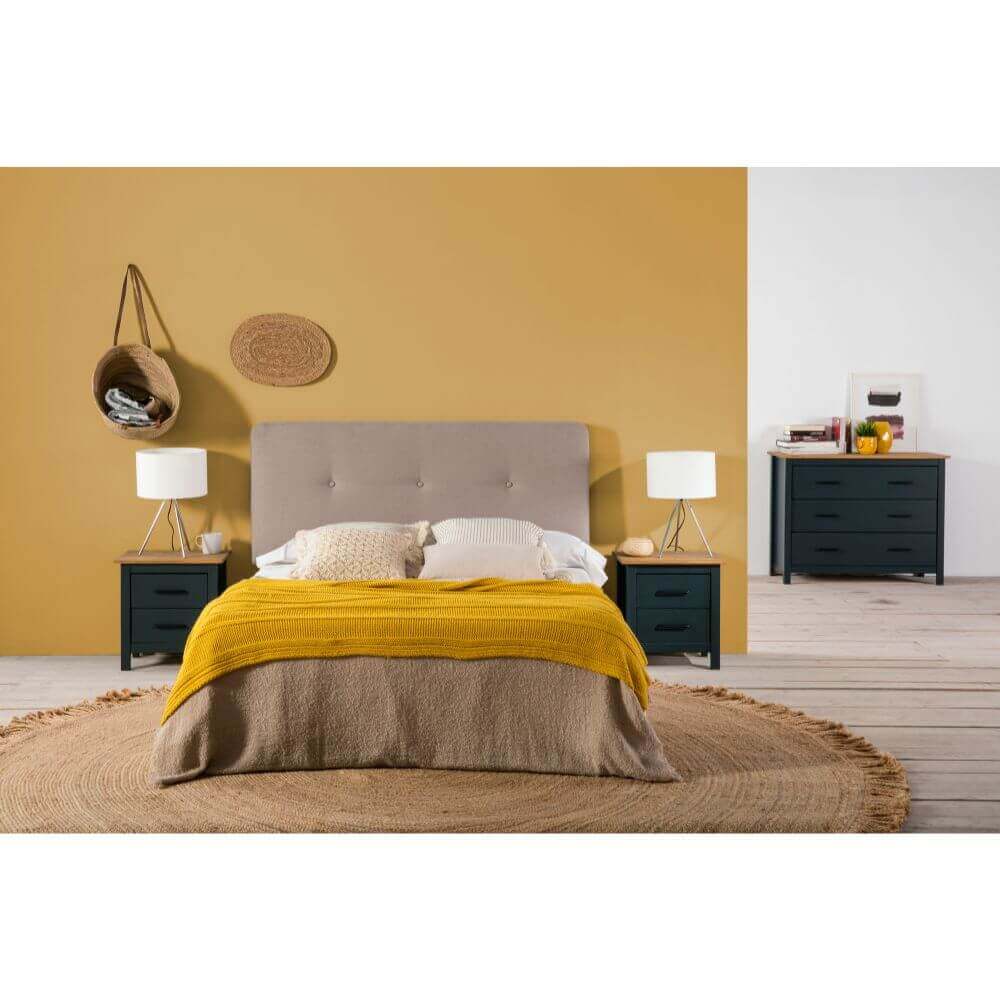 Cómoda de 3 cajones azul y roble miniatura 3