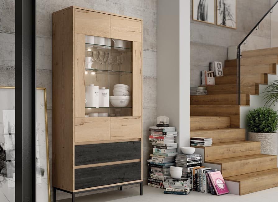 Vitrina Roble / Ebony con Leds 30