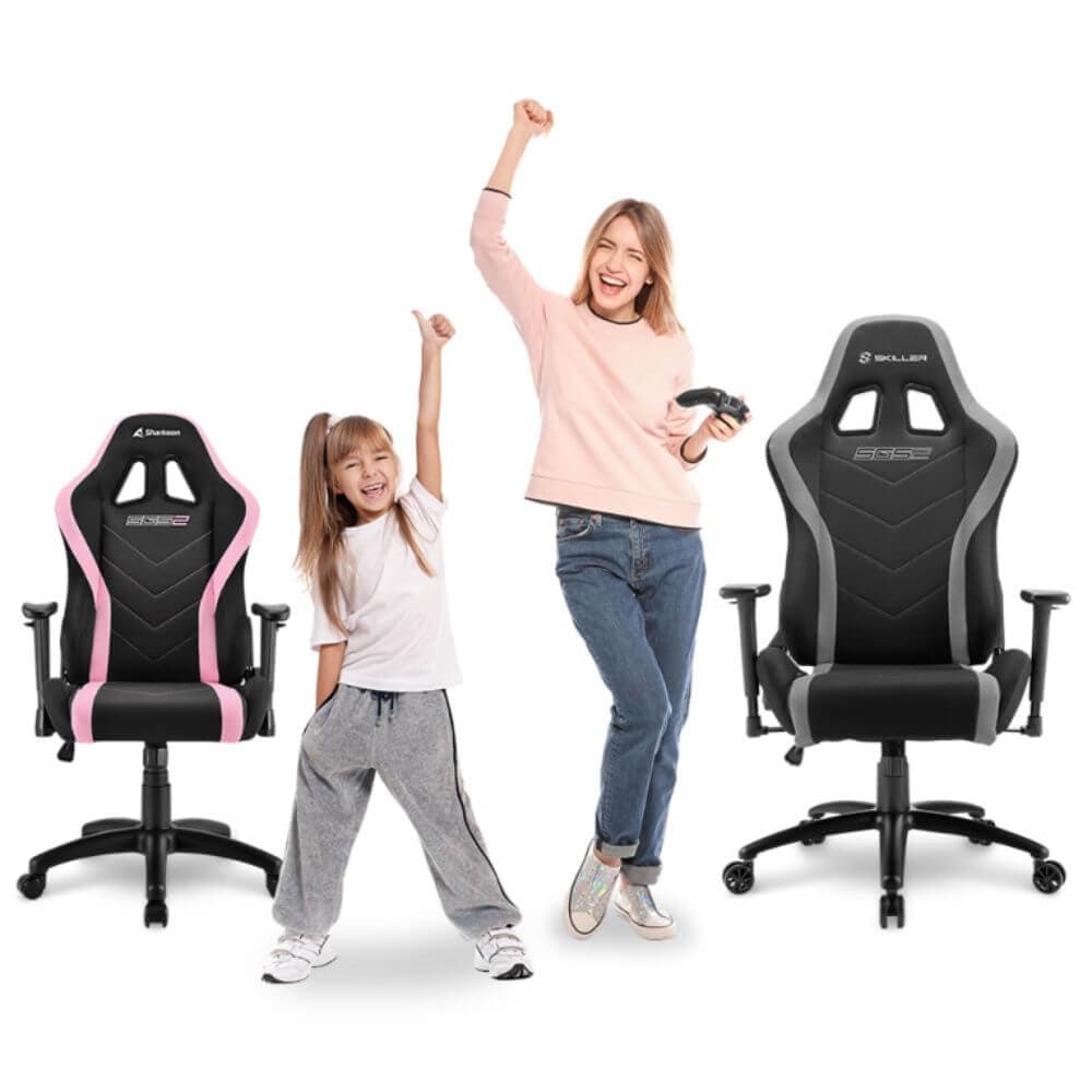 Silla gaming Sharkoon negra y rosa miniatura 5
