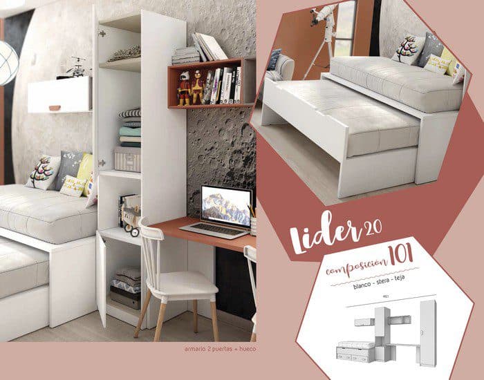 Composición de dormitorio juvenil completa 101 miniatura 2