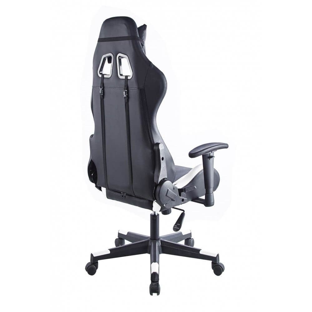 Silla gamer negra con detalles blancos miniatura 3