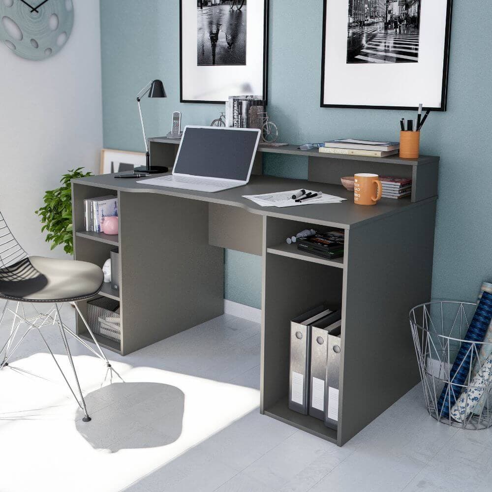 Mesa de ordenador gris oscura miniatura 5