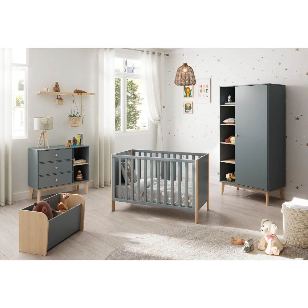 Cuna verde kaki y roble miniatura 3