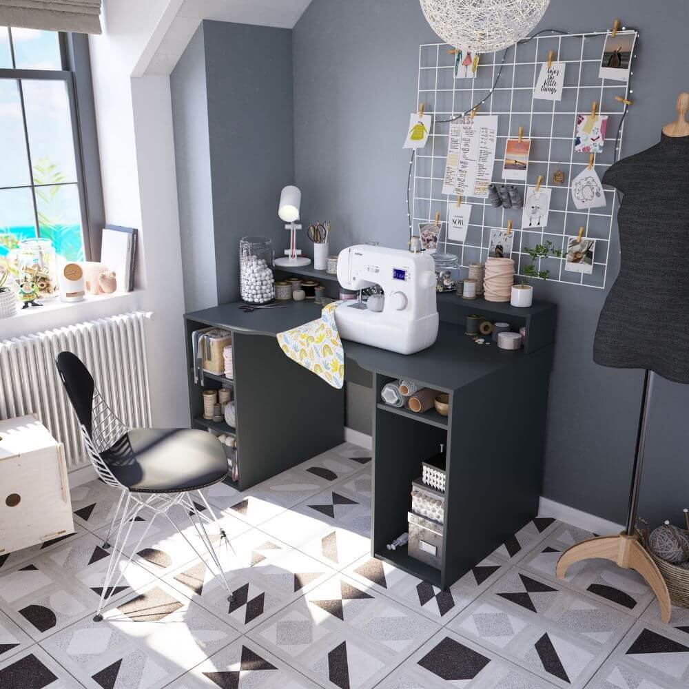 Mesa de ordenador gris oscura miniatura 6