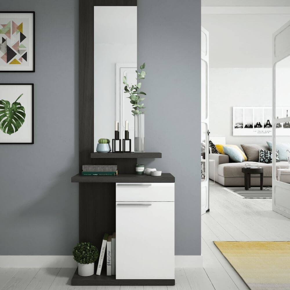 Recibidor negro con espejo