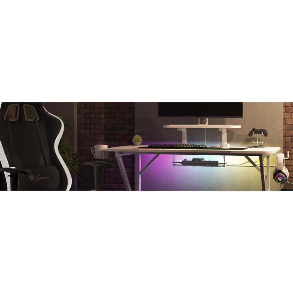 Mesa gaming blanca con altillo miniatura 3