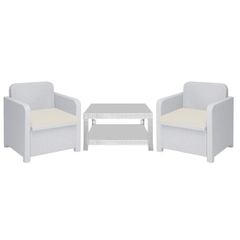 Conjunto Blanco de Sillones y Mesa baja + Cojines 02