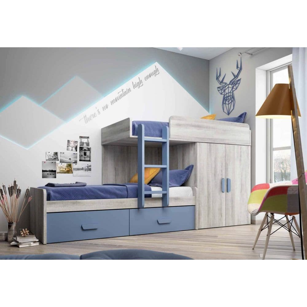 Composición Juvenil 01 Tren Con Litera Y Módulo De 2 Puertas