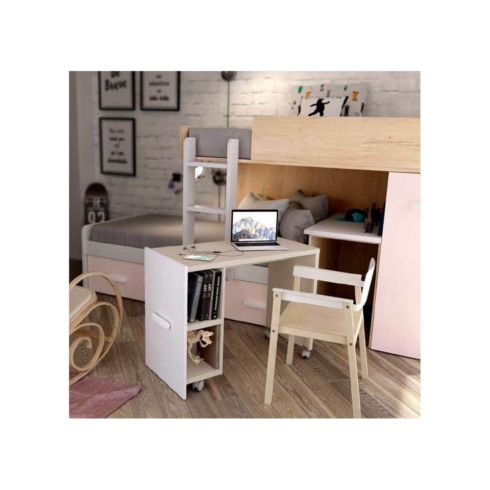 Composición Juvenil Con Litera, Vestidor Y Mesa De Estudio