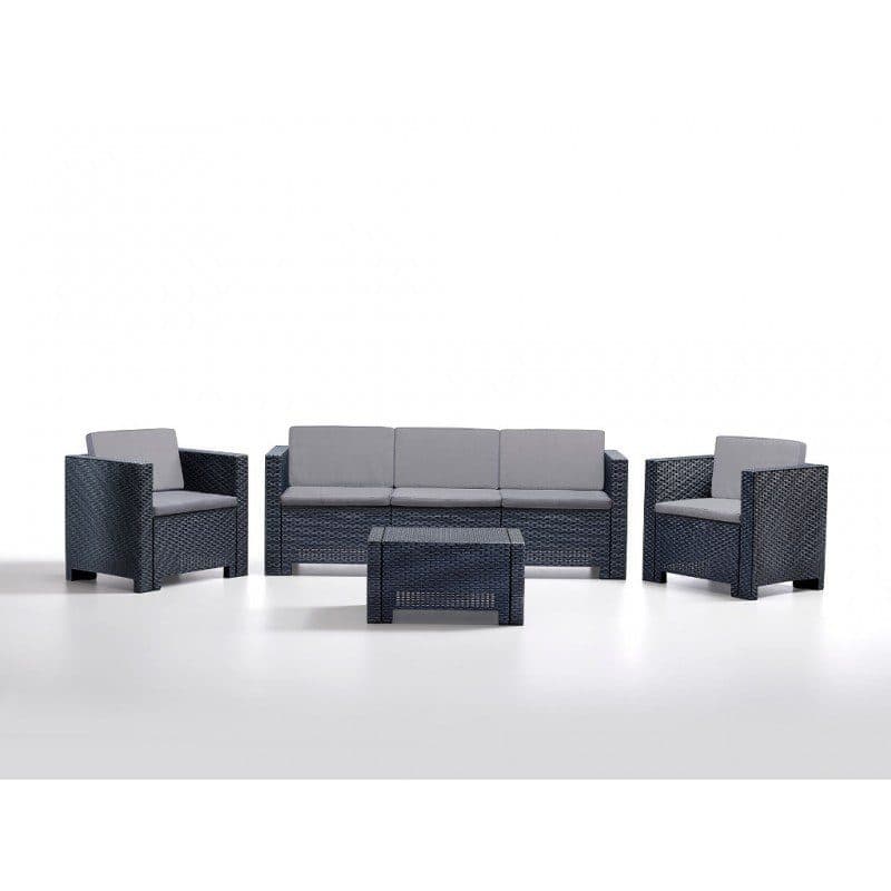 Conjunto de 2 Sillones, Sofá de 3 plazas y Mesa baja + Cojines 01