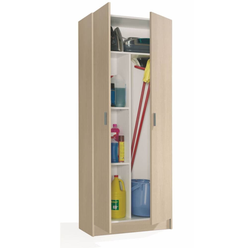 Armario multiusos escobero 2 puertas roble