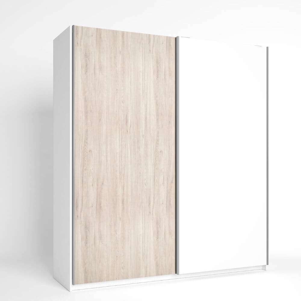 Armario con 2 puertas correderas roble y blanco