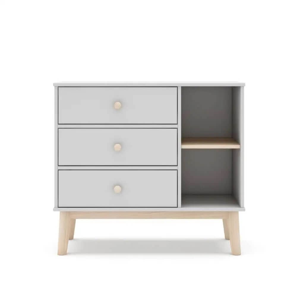 Cómoda de 3 cajones y 2 huecos blanca